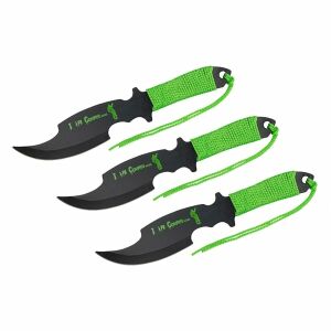 Set trei cutite de aruncare, verde, 19 cm , otel , husa inclusa 116268289 - Vânătoare