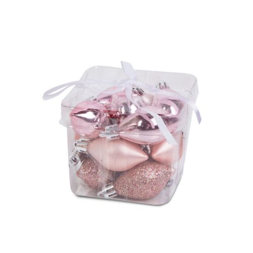 Set de ornamente de Crăciun Family - roz auriu - 5 cm - 14 bucăți/set 116268940