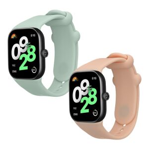 Xiaomi Redmi Watch 4 z zielonym i różowym silikonowym paskiem do zegarka, Kwmobile - Pasek do inteligentnego zegarka