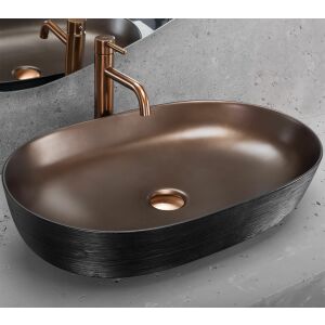 Cleo Rea 61 Copper Bush / Black ceramiczna umywalka, owalny kształt, wykończenie miedziane i czarne - Umywalka