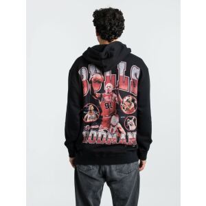 Hoodie Mitchell & Ness NBA Dennis Rodman Bulls cu fotografie, Negru, Bărbați, Mărimea M, Vedere din spate - Mitchell & Ness