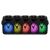 SAL PAR20BTC party speaker with different LED light colors, black, yellow, red, purple, green