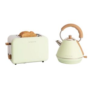 Set CREATE Retro cu prăjitor de pâine și fierbător de apă în verde pastel - Prajitoare de paine