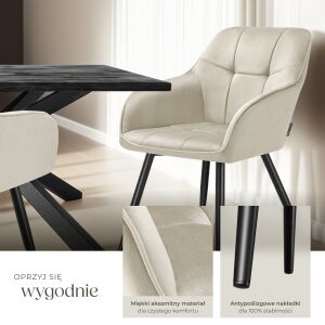 Krzesło Marilyn, aksamitny wygląd, pikowane 116276794 - Krzesło do jadalni