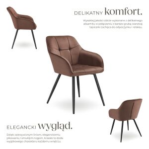 Krzesło Marilyn, aksamitny wygląd, pikowane 116276820 - Krzesło do jadalni