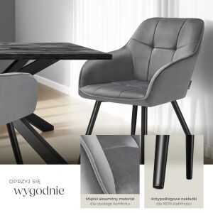 Krzesło Marilyn, aksamitny wygląd, pikowane 116276818 - Krzesło do jadalni