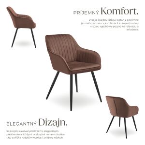 Stolička Marilyn, vzhľad zamatu, prešívaná 137371851 - Jedálenská stolička