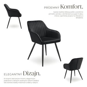 Stolička Marilyn, vzhľad zamatu, prešívaná 137372283 - Jedálenská stolička