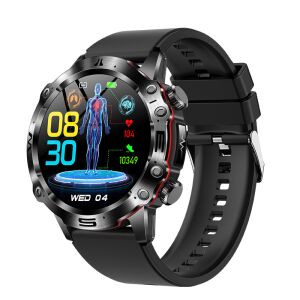 Интелигентен часовник ZEEVOS с черна каишка, показващ часа, датата, пулса и стъпките - Смарт часовници