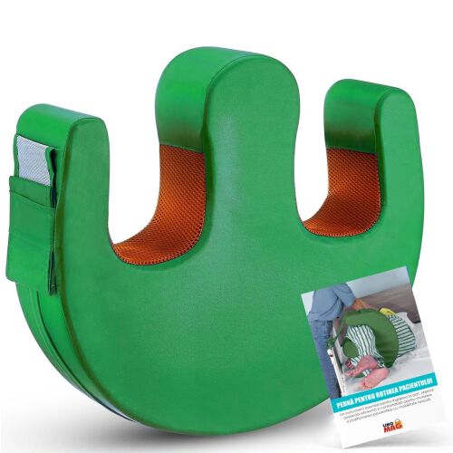 Vankúš na otáčanie ležiacich pacientov, Linomag®, otáčanie o 180°, upevňovací popruh na posteľ, rukoväť, vodeodolný, zelený