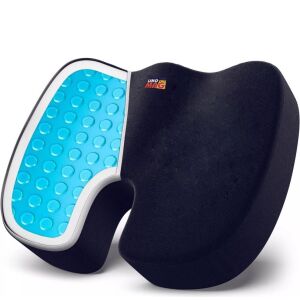 Linomag® Orthopädisches Sitzkissen, mit Memory Foam und Kühlgel, für Büro- oder Autostuhl, Steißbeinstütze, gegen Hämorrhoiden, Veloursbezug, Marineblau 138750818 - Esszimmermöbel