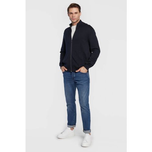 Armani Exchange Herren dunkelblauer Reißverschluss-Cardigan, Vorderansicht