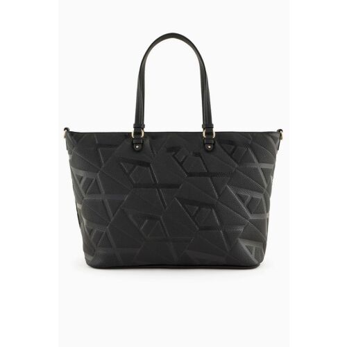 Armani Exchange fekete steppelt bevásárlótáska arany logóval