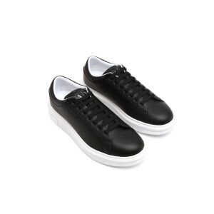 Armani Exchange schwarze Ledersneaker, Vorderansicht - Mode & Kleidung