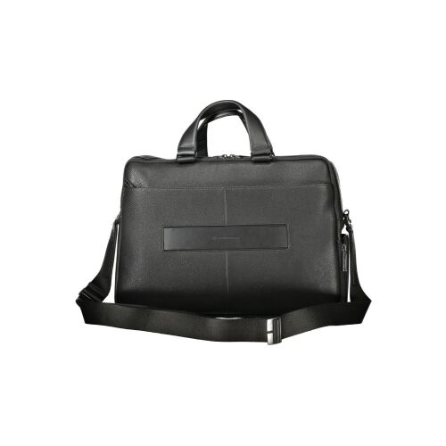 Piquadro CA5882W116 schwarze Leder Laptoptasche mit Schultergurt