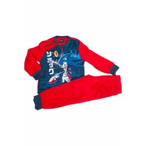 Pijamale pentru băieți Sonic the Hedgehog, set de pijamale roșu cu mâneci lungi cu imprimeu Sonic - Sonic Pijamale pentru copii, cămăși de noapte