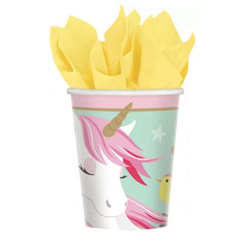 Unicorn paper cups, 8 pack, disposable cups, party supplies, birthday party, unicorn theme