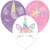 3 pack unicorn balloons, purple, pink and white latex balloons with unicorn face design, party decorations