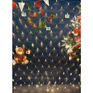 Flippy Alb Cald Net Light String, 2m x 2m, 160 LED, 8 Moduri de Iluminare, Decoratiune de Crăciun - Flippy Ghirlande luminoase