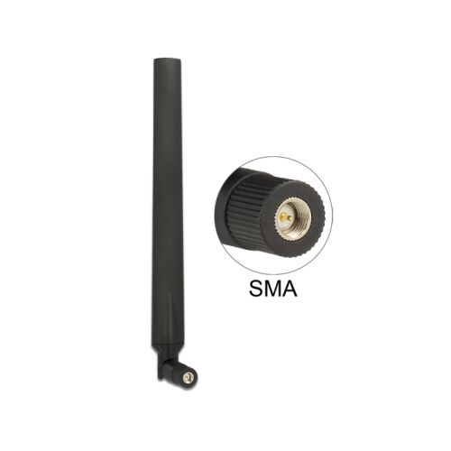 Antenă Delock LTE SMA, omnidirecțională, rotativă, conector flexibil, negru
