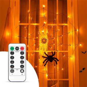 Family Halloween Pókháló Fényfüggöny Pókkal, 60 Db Led, Usb 58150