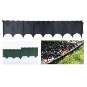 Leszúrható műanyag ágyásszegély - fekete, rugalmas gyepszegély, kerti szegély - Ágyásszegély