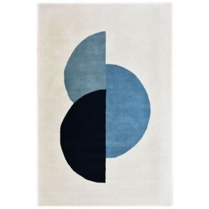 Bakero Zenica cremefarbener Teppich, 200x300 cm, Art Deco Stil mit blauem und schwarzem geometrischem Design - Innenarchitektur