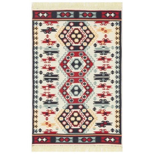 Bakero Kelim Arya 30 piros szőnyeg, 80x150 cm, azték mintás