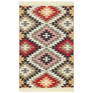 Bakero Kelim Arya 33 piros szőnyeg, 60x90 cm, azték mintás - Bakero