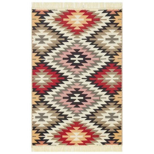 Bakero Kelim Arya 33 piros szőnyeg, 60x90 cm, azték mintás