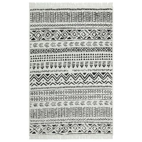 Bakero Kelim Arya 03 fekete szőnyeg azték mintával, 80x300 cm