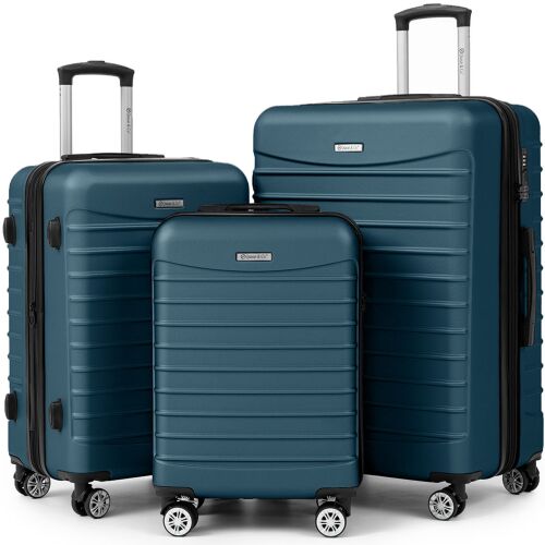 Quasar & Co. LINE modell bőrönd szett, kabin bőrönd S és bővíthető M/L méret, türkiz szín, ferde nézet