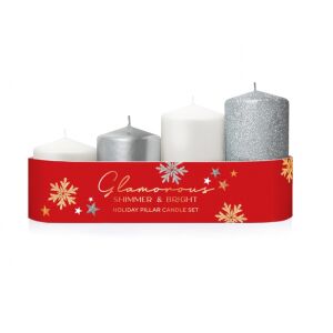 Gyertya adventi lépcsős Glamours ezüst 50x55/70/85/100 mm 116337163 - Bartek Candles
