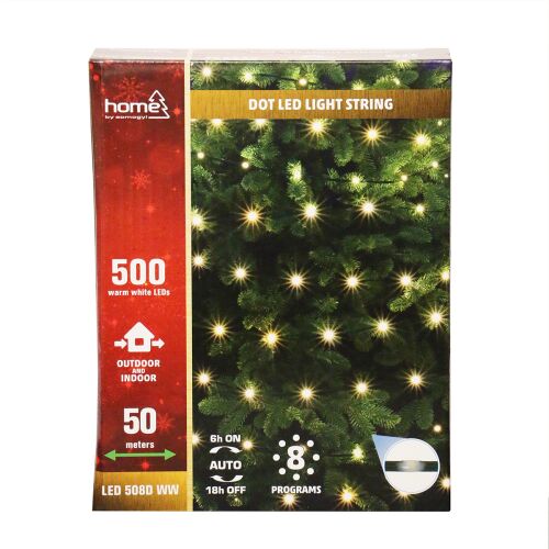Home LED508DWW DOT LED-es fényfüzér, 500 db melegfehér LED, 8 mód, kül- és beltéri, 50 m 116337262