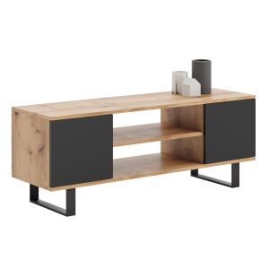 Skriňa RTV Focus 135 cm - dub loft ručne vyrobený / čierna - Nábytok do obývačky