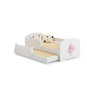 Бяло детско легло LUK II модел с изтеглящо се легло, с дизайн на принцеса балерина - Младежко легло и Изпълнител на детска кухня