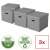 Esselte Home 3-pack gray cube storage boxes, recycled and recyclable