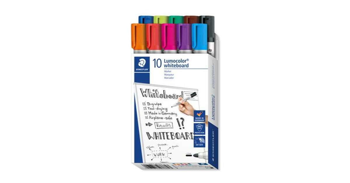 Set de markere Staedtler Blackboard, 2 mm, conice, „Lumocolor 351”, 10 culori diferite (351 B10) 99143490