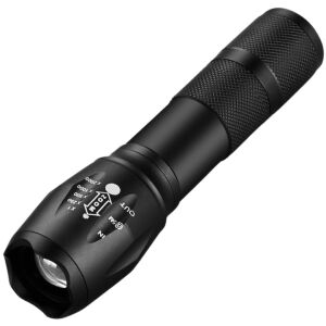 S DEPOT® zseblámpa, vízálló, 5 fénysugárral, 3 x AAA elemmel, fekete