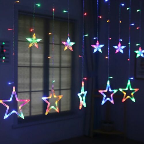 S DEPOT® karácsonyi fényfüggöny 12 csillaggal, színes