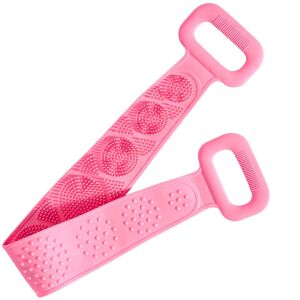 S DEPOT® szilikon csíkkefe, hátmosáshoz és bőrradírozáshoz, rózsaszín