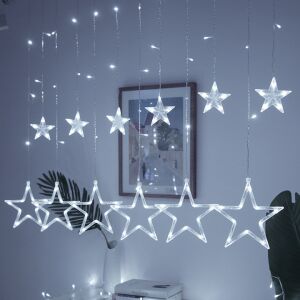 Karácsonyi fények, S DEPOT®, világos függöny típusú, 12 csillaggal, hideg fehér