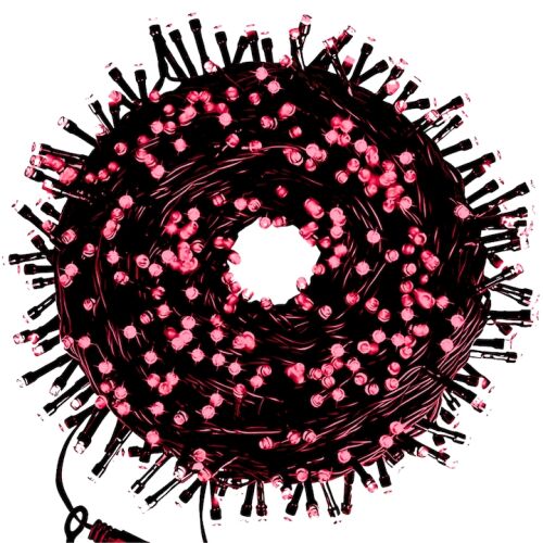 S DEPOT® 50m-es LED karácsonyi fényfüzér, piros, beltéri és kültéri használatra, 8 világítási móddal