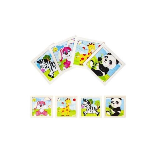 Állatos, 9 darabos fa puzzle gyerekeknek (4db)