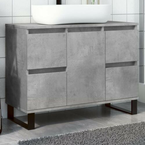 vidaXL betonszürke szerelt fa mosdószekrény 80 x 33 x 60 cm 117291181 - Fürdőszoba szekrény