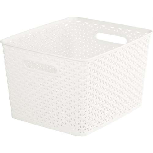 Curver My Style Rattan Effect Storage Basket, 18L, Off-White