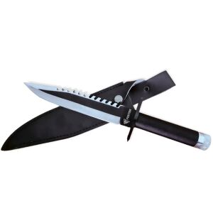 Cuțit tactic Foxter Rambo Finka, 35 cm, lamă din oțel, mâner metalic cu cordon, teacă, negru - Cuțite de vânătoare și de supraviețuire