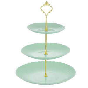 Pufo Candy többszintes gyümölcstartó 3 szintes, süteményekhez, tortákhoz, gyümölcsökhöz, előételekhez, fém fogantyú, világoszöld 116897055 - Kínáló tál