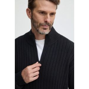 Čierny pánsky sveter s polzipsom z rebrovaného úpletu Calvin Klein Jeans - Calvin Klein