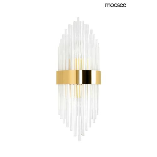 MOOSEE Florens Kristály Fali Lámpa Arany Díszítéssel, modern fali lámpa kristályüveg rudakkal és arany fém díszítéssel